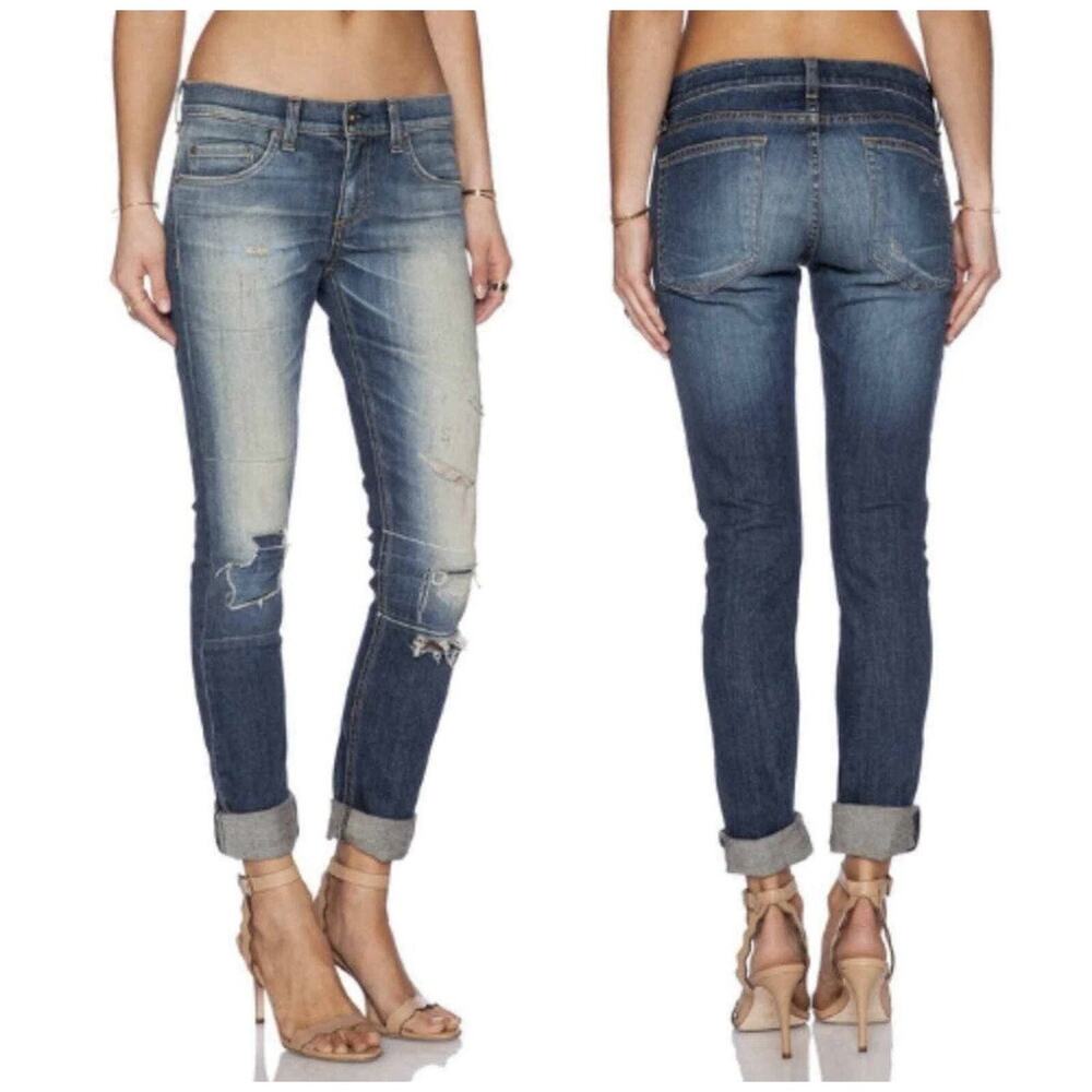 Rag & Bone The Dre Jeans 10584 Skinny Straight distressed destroyed low rise Y2K